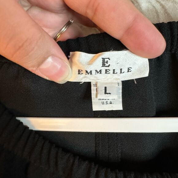 E Emmelle Black Elastic Waist Band Pants Size Large - Picture 5 of 5
